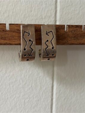 Vintage 925 Silver Native American Inspired Constellation Huggie Earrings